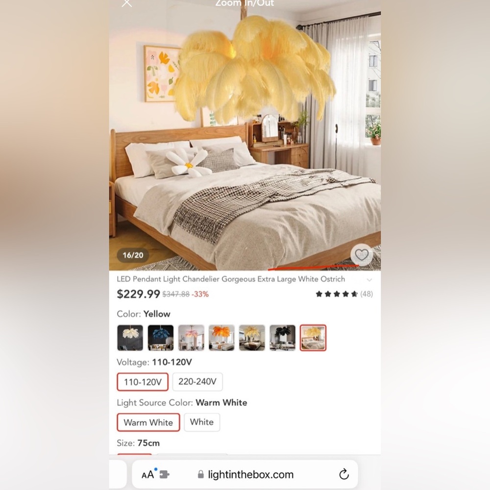 Cozy Yellow Feather Chandelier